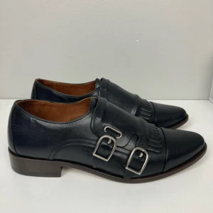 Ariat Two24 Leona Double Monk Strap Fringe Oxford Loafers Black Leather sz 8 B - Picture 1 of 7