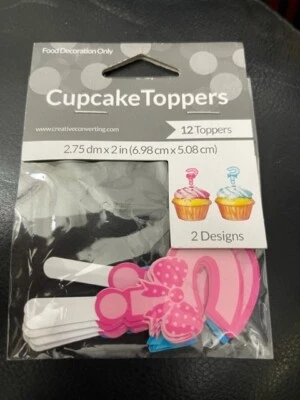 ¿Moño o pajarita para baby shower? Cupcake Topper 12ct. Decoraciones reveladoras de género ¡¡Nuevo!!! Foto 1 de 2