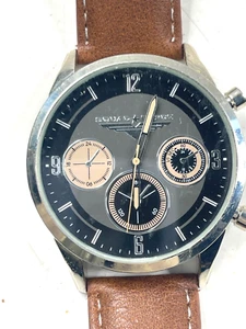 Squad Force Herren Armbanduhr Chronograph schwarz braun mit Lederarmband - Bild 1 von 4