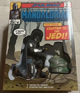 HALLMARK STAR WARS THE MANDALORIAN & GROGU COMIC BOX ORNAMENT SET - Picture 1 of 4