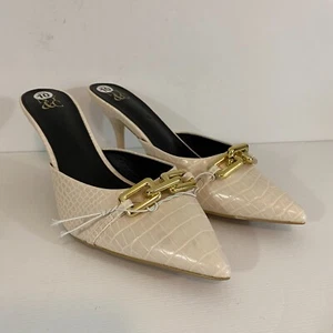 Mules de tacón de cuero sintético marfil NY&C New York & Company para mujer 10 - Imagen 1 de 7