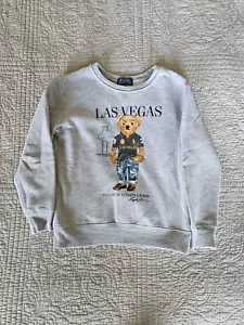 Polo Ralph Lauren Polo Bear Las Vegas Sweatshirt Youth Small 8-10 Gray Fleece - Picture 1 of 5