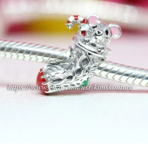 Authentic Festive Mouse & Stocking Sterling Silver 792366C01 Bead Charm - Picture 1 of 4