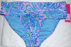 LILLY PULITZER Lagoon Sarong Bikini Bottom "WE MERMAID IT" Size 10 NWT - Picture 1 of 3
