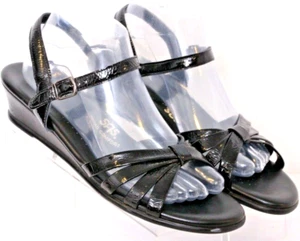 SAS Tripad Black Patent Leather Strappy Slingback Sandals Shoes Women's 9.5 S - Picture 1 of 9
