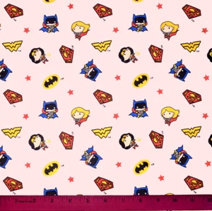 DC Comics Fabric - HALF YARD - 100% Cotton - Quilting Wonder Woman Batgirl Pink - Picture 1 of 1