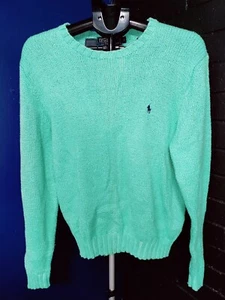 Vintage Polo Ralph Lauren Pullover Herren Medium Babyblau Zopfmuster Wolle - Bild 1 von 4