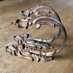 Antike Gardine Raffhalter Messing vergoldet Rokoko Vintage FRANZÖSISCH vergoldet - Bild 1 von 10