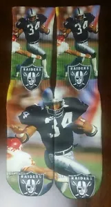 Custom Bo Jackson socks Oakland Raiders NFL football black silver - Picture 1 of 4