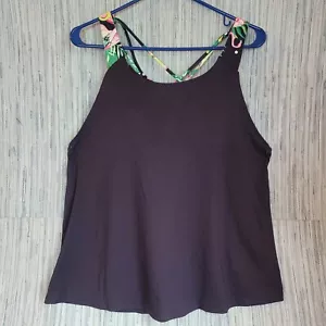 Women's Crown & Ivy Tankini Top Cross Fruit Black Dot Print Swimwear Round Neck - Picture 1 of 8