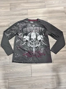 MMA Elite Shirt Long Sleeve Y2K Grunge Punk Skater Size Large Vintage Skulls - Bild 1 von 7