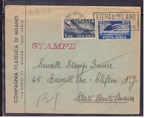 Busta Italia Repubblica Tariffa 3 Lire Stampe per USA 1946 WB57 - Picture 1 of 1