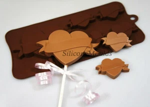 4+1 Heart Tattoo Silicone Chocolate Candy Baking Mould Wax Melt Resin Craft - Picture 1 of 3