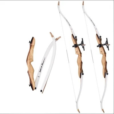 48-70" Recurve Bow 12-26lbs Takedown Wooden Riser Limbs Archery Target Beginner - Image 1 of 4