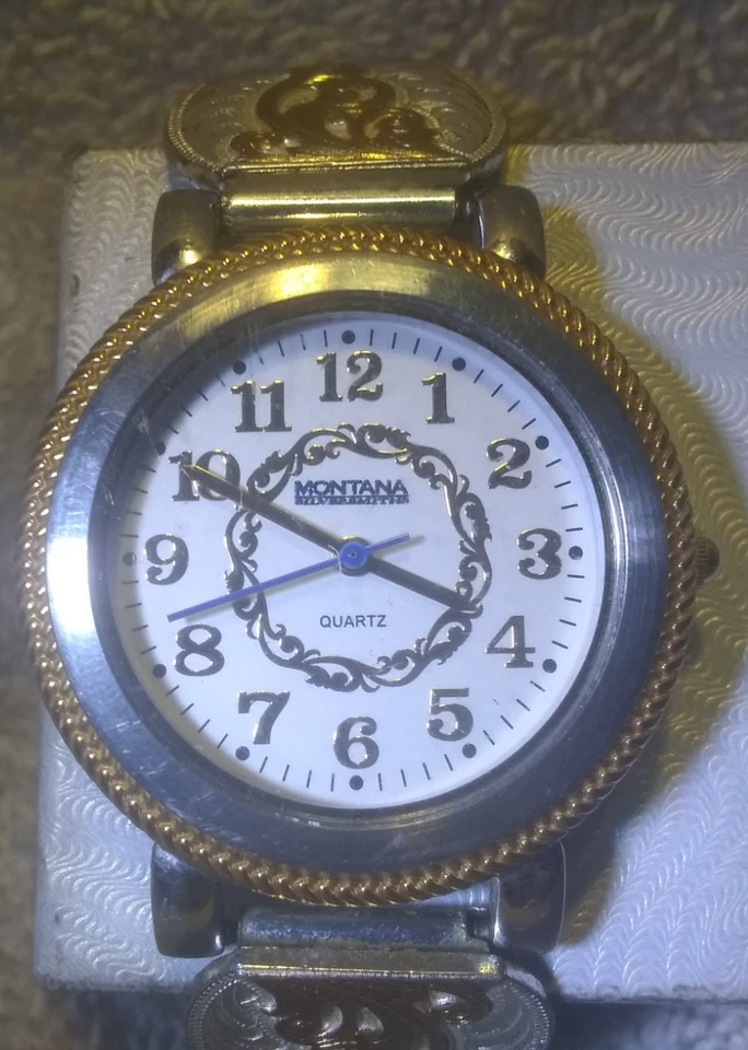 Reloj Montana Plateros Plata Oro Banda de Expansión Esfera Blanca Nuevo Murciélago Excelente Foto 1 de 4