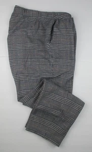 ~LANDS END Tan/Navy Plaid Sport Cotton Knit Pants Womens L 14-16 *NEW* - Picture 1 of 5