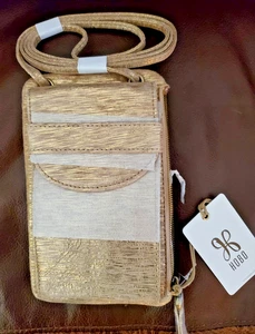Neu mit Etikett Neu HOBO INTERNATIONAL Agile Crossbody Geldbörse Gold Taupe Gold Schimmer - Bild 1 von 7