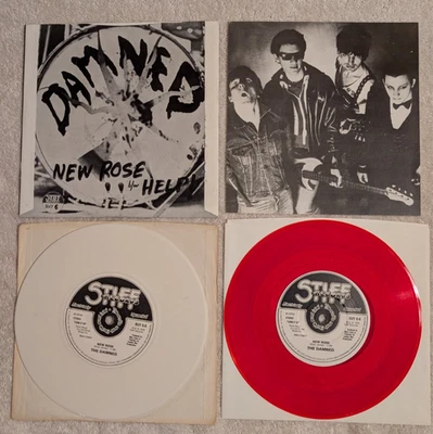 The Damned New Rose Help 2 - 7" Record w Picture Sleeve Buy-6 White & Red - Image 1 of 4