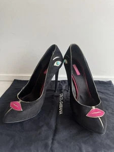 Authentic DOLCE & GABBANA Black Suede Eye Lips Heels EU 41/5 - Picture 1 of 10
