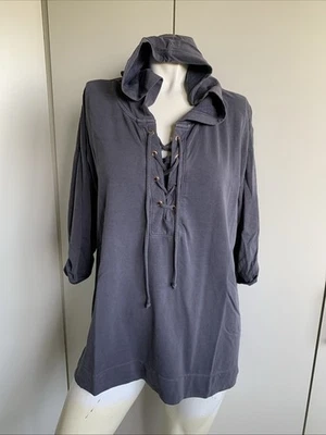 Green Tea womens Large gray elbow sleeve pullover hoodie tunic top - Image 1 of 4