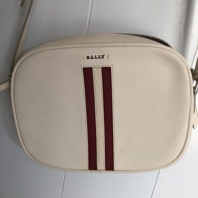 Bally Shoulder Bag Ivory Stripes Silver Hardware Women's From Japan - Image 1 of 2