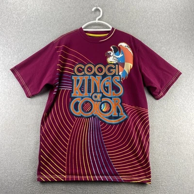 Camiseta Coogi XL amarela borgonha gráfica Kings of Color gola redonda algodão - Imagem 1 de 4