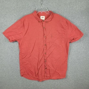 Levis Button Up Shirt Mens XL Short Sleeve Red Solid Flecked - Picture 1 of 10
