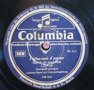 Lucienne Boyer 78 RPM / Parlez-Moi D`Amour & Dans La Fumée (53-0525-MK) - Bild 1 von 3
