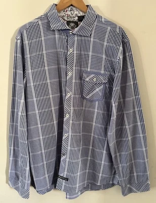 English Laundry Blaque Label Christopher Wicks Men’s Shirt Size XXL Blue White - image 1 of 4