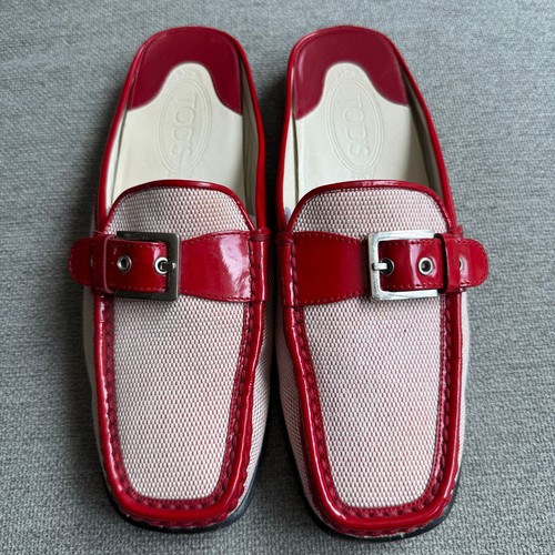 TOD’S MOCASSINI TOD'S Italy Mules slip on pelle rosso pellame check preppy classici 39 5