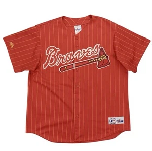 Maglia Baseball Vintage Majestic Atlanta Braves Uomo XL Rosso Gessato RARA USA - Foto 1 di 11