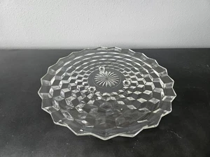 Fostoria American Cubist 12'' Round Footed Cake/Serving Plate Vintage - Picture 1 of 9