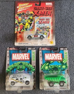 Johnny Lighting Maista 2002 Marvel Diecast Cars 3 Pc Lot X-Men, Incredible Hulk  - Image 1 of 4