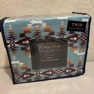 Pendleton Twin 3-teiliges Flanell Laken Set 68 "X 96" Avra Valley türkis 100 % Cotto neu mit Etikett - Bild 1 von 8