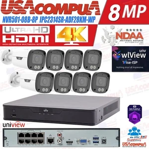 Uniview 4K mit 4MP NDAA Audio IP Bullet Kamera + 8-Kanal + 4K NVR Netzwerk Sicherheit Kit - Bild 1 von 15
