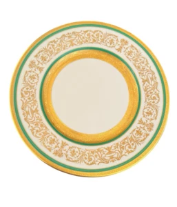 Set di 8 piatti Plummer LTD NY NY bordi verdi dorati pesanti - Foto 1 di 5