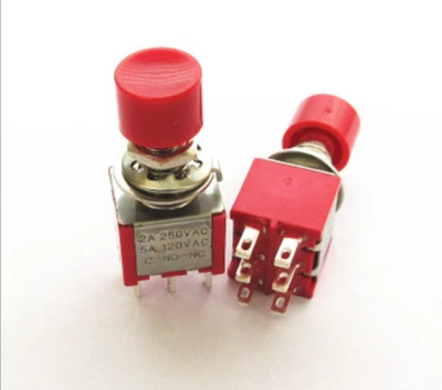 5Pcs 6pins Mini Momentary Push Button Switch DPDT NO NC AC 250V 2A/120V 5A - Image 1 of 3