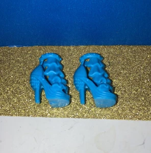 Barbie Fashionistas Blue Ankle Strap High Heel Doll Shoes Open Toe Ruffle Frill - Picture 1 of 7