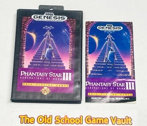 Phantasy Star III - Case - Manual & Art Work ONLY - Authentic Sega Genesis - Picture 1 of 7