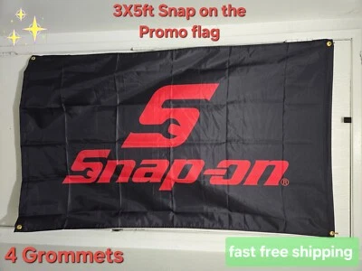 SNAP ON TOOLS 3X5FT Room Shop Man Cave LOGO EMBLEM Black W/Red 4 Grommets NEW!!! - Image 1 of 3
