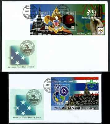 MICRONESIA, SCOTT # 500-501, SET OF TWO FDC COVERS WORLD SCOUT JAMBOREE 2002 - Image 1 of 3