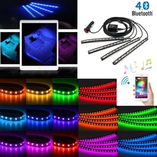 4x 48LED RGB Innenbeleuchtung Fußraumbeleuchtung Leisten Phone APP Control DC12V