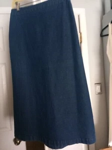 Eileen Fisher XS Cotton Blend Denim Jean Midi Skirt no pockets, flat front - Picture 1 of 3