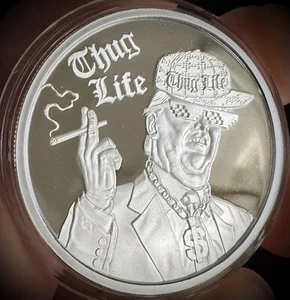 2023 1oz Silver Shield Trump Thug Life V1 Silver Proof Round (277/449) - Picture 1 of 3