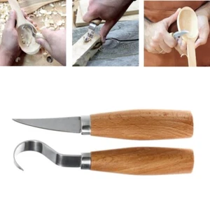 2pcs Spoon Carving Knives Woodcarving Tools Hook Knife Spoon Knife Tool - Picture 1 of 9