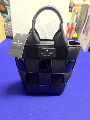 KATE SPADE BASKET MINI TOTE / CROSSBODY PATENT MIXED MATERIAL BLK KI840 NEW - Image 1 of 4