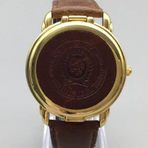 Tommy Hilfiger Hidden Dial Watch Men 40mm Gold Tone Date Leather New Battery - Picture 1 of 16