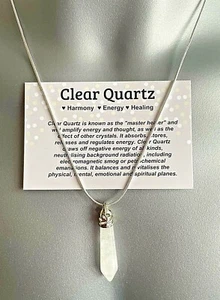 Klar Quarz Chakra Kristall Pendel Edelstein Anhänger Reiki Halskette Silber Geschenk - Bild 1 von 8