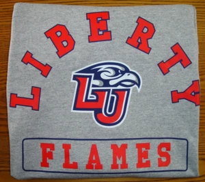 NEW Liberty University LU FLAMES short sleeve gray tshirt S XL 1X 2X XXL tee - Picture 1 of 11