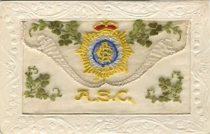 WWI, ARMY SERVICE CORPS, ASC - Embroidered Silk Military Patriotic Postcard - Picture 1 of 2
